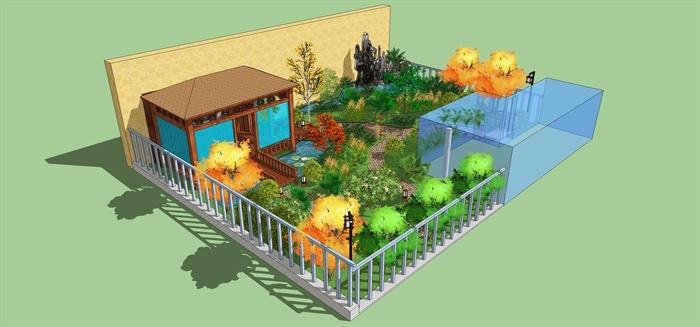 某小型私家花园庭院景观设计su模型[原创]